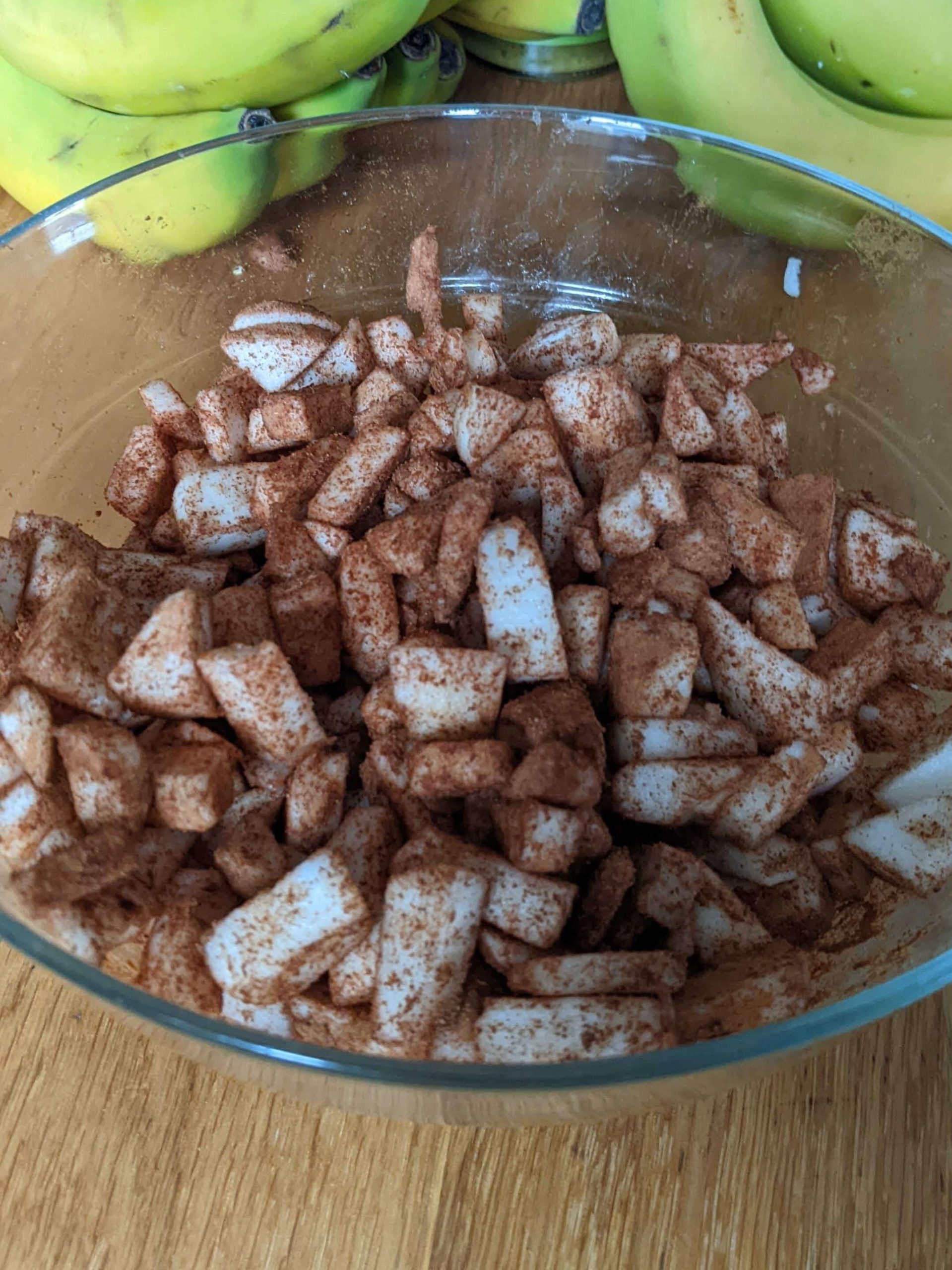 Apples tossed in cinnamon