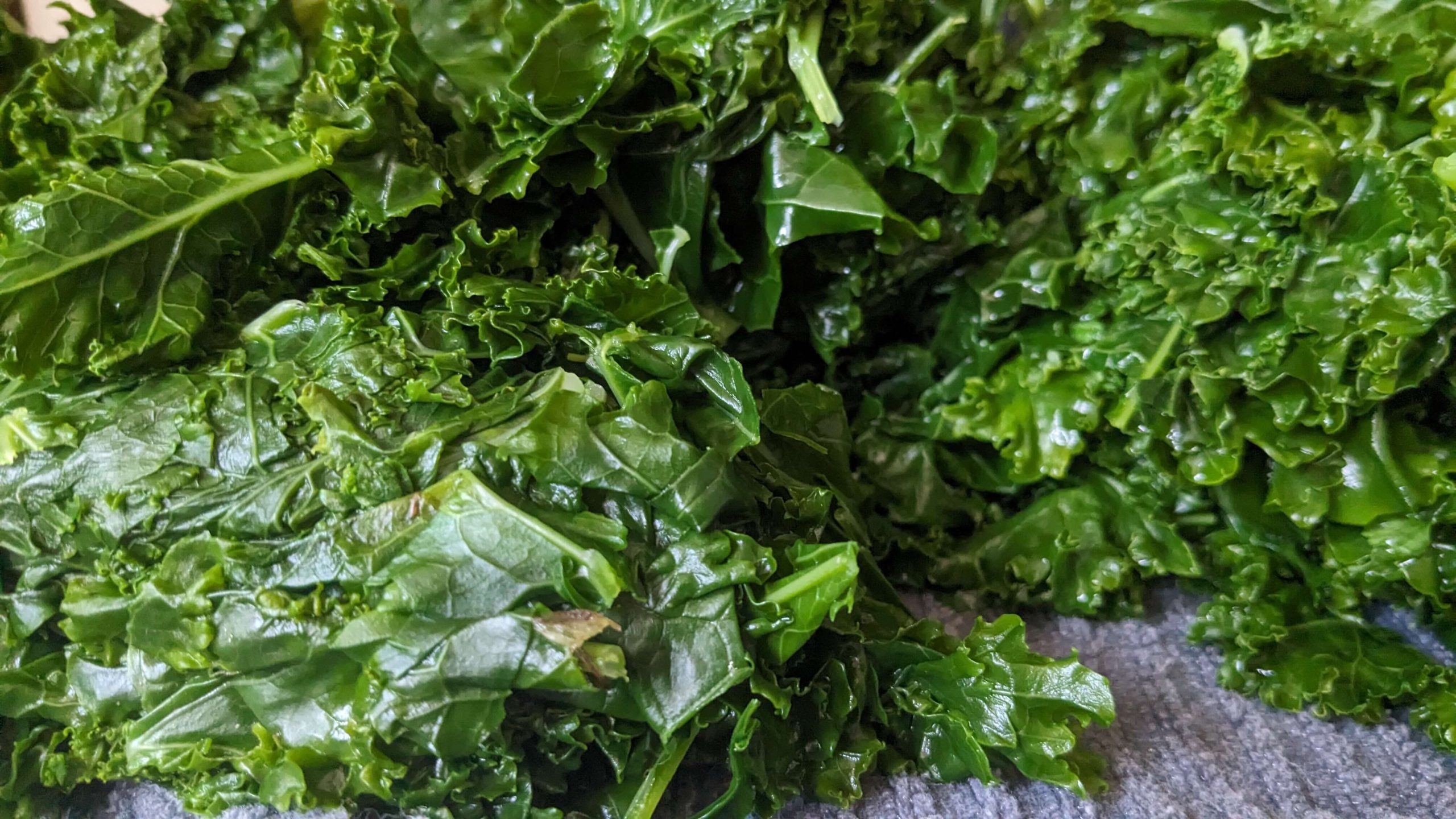 close up of blanched kale