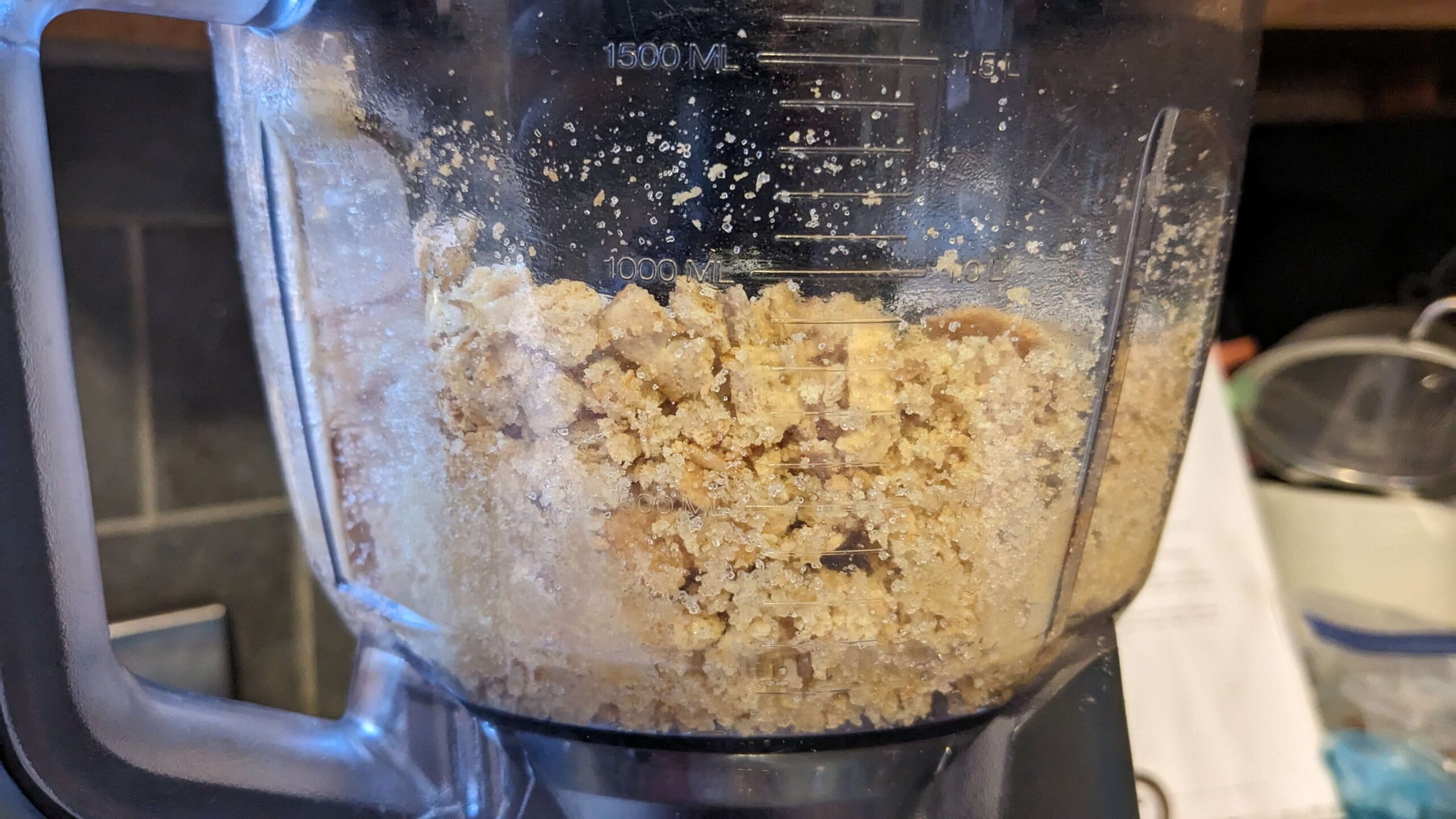 graham crackers pulsing in a food processer