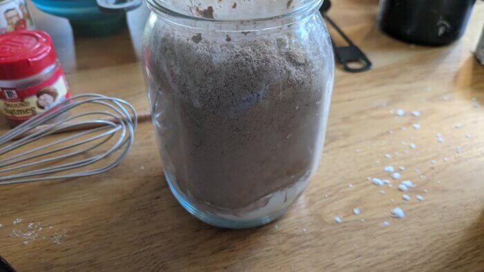 spiced hot cocoa mix in a mason jar