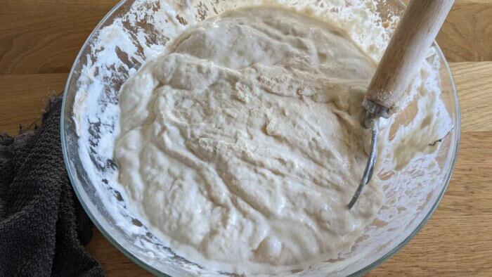 stretch and fold using a danish dough whisk