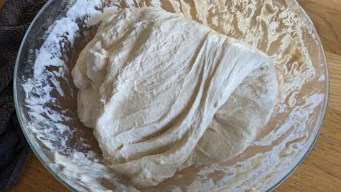 sourdough bread dough folded on itself