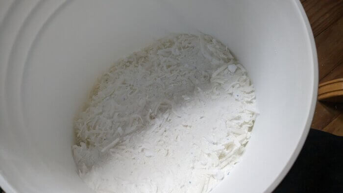 a bucket of white powder