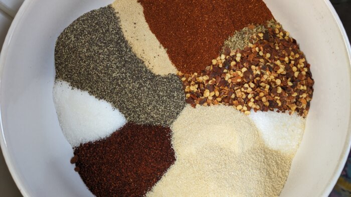 a bowl of spices that have not been blended together