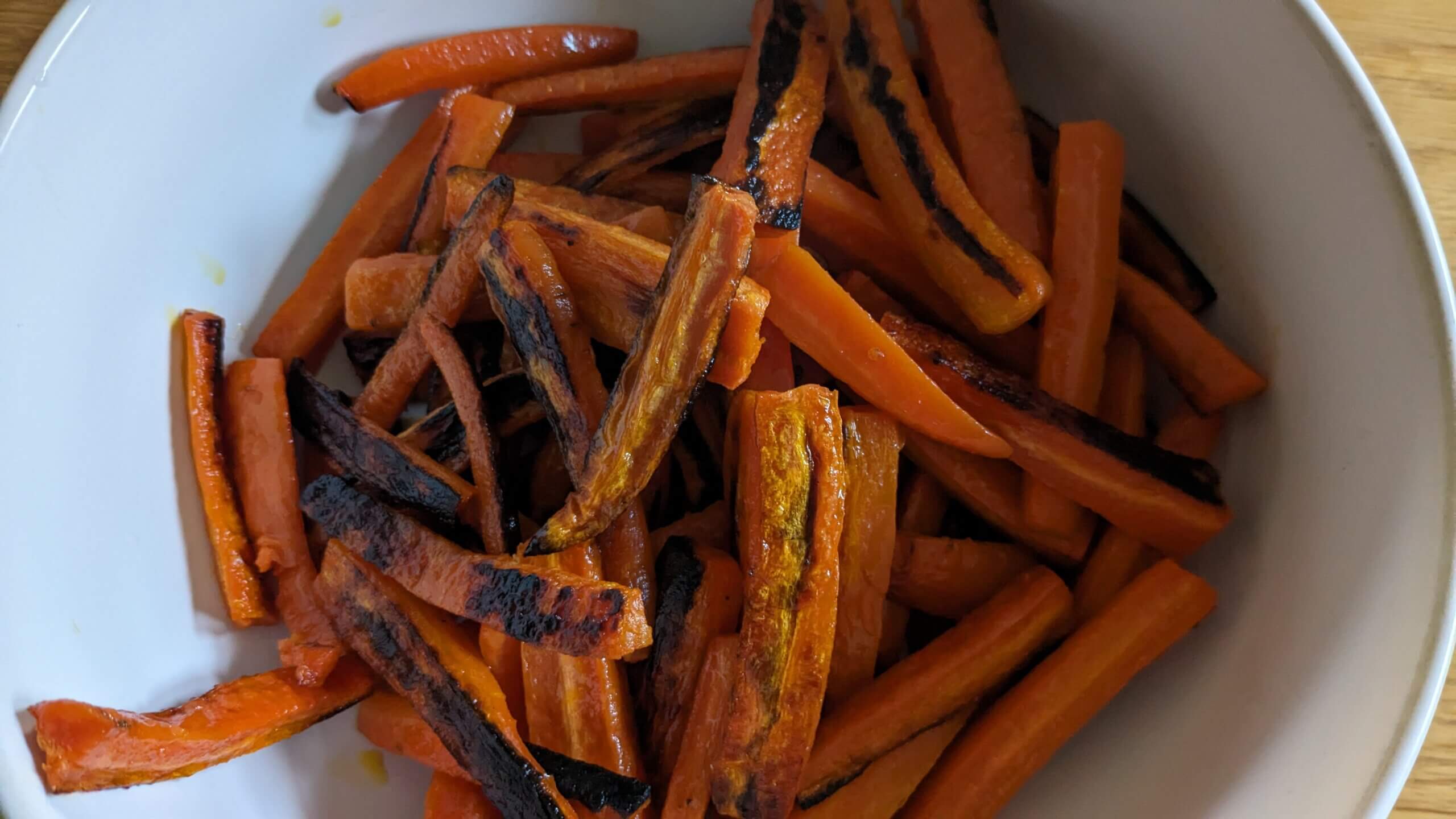 Crispy, Oven Roasted Carrot Fries in a bowl