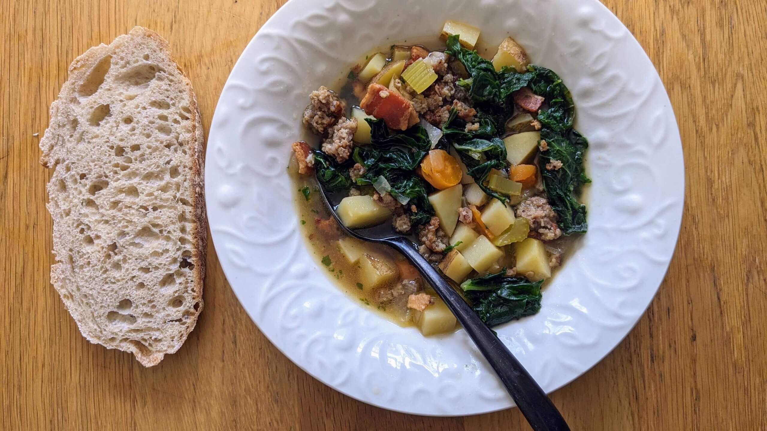 Sausage, Bacon, and Kale Soup