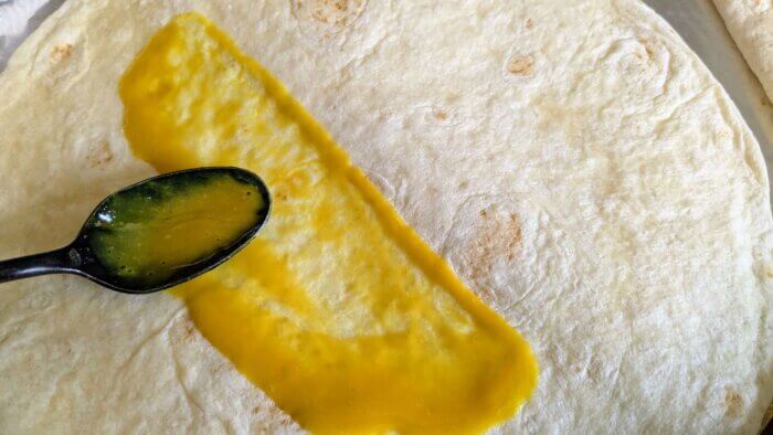 honey mustard on a tortilla wrap