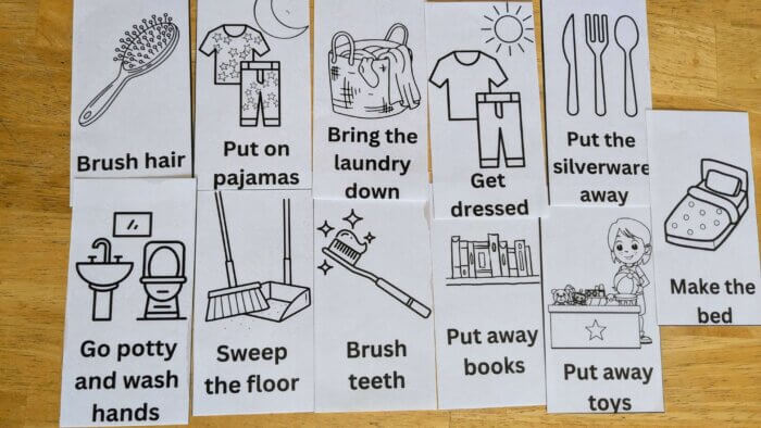 chore cards for preschoolers