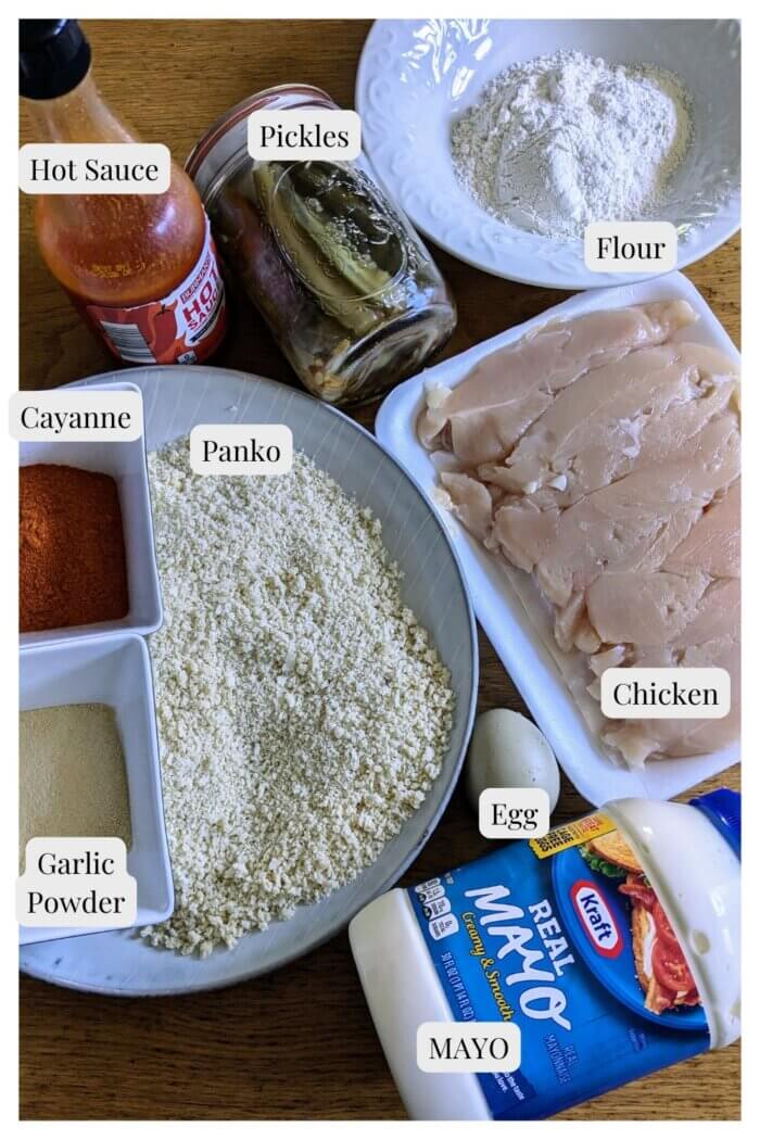 ingredients for spicy chicken katsu laid out on the counter