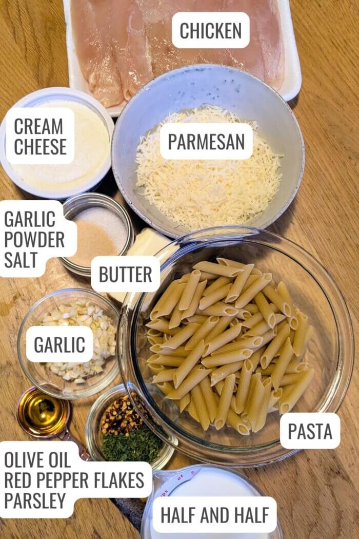 Garlic Parmesan Chicken Pasta ingredients