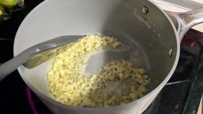 garlic sauteing in butter