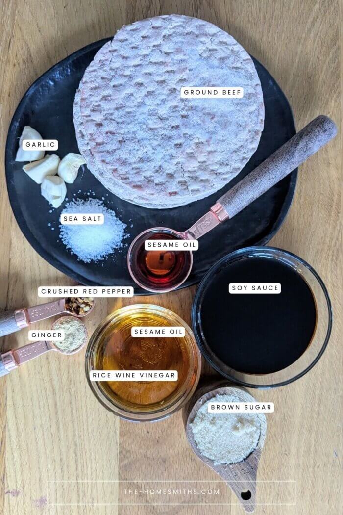 Korean Ground beef bowls ingredients 