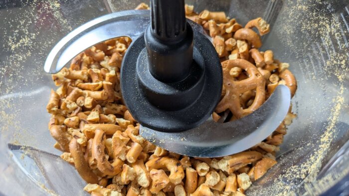 pretzels in a food processor 