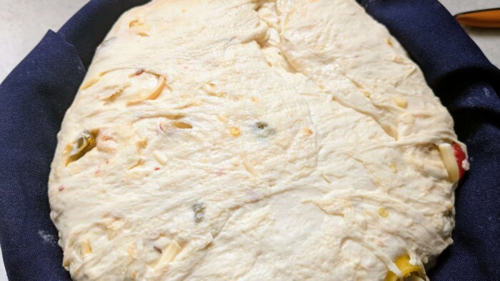 fully proofed cowboy candy sourdough bread