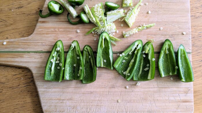 seeded and sliced jalapenos