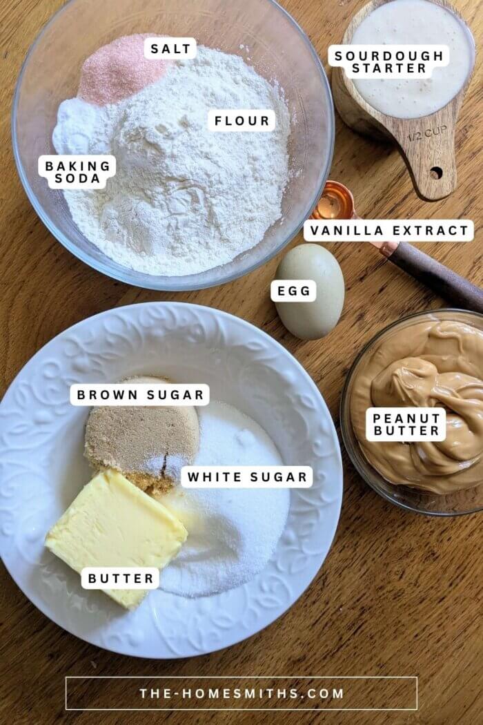 sourdough peanut butter cookie ingredients