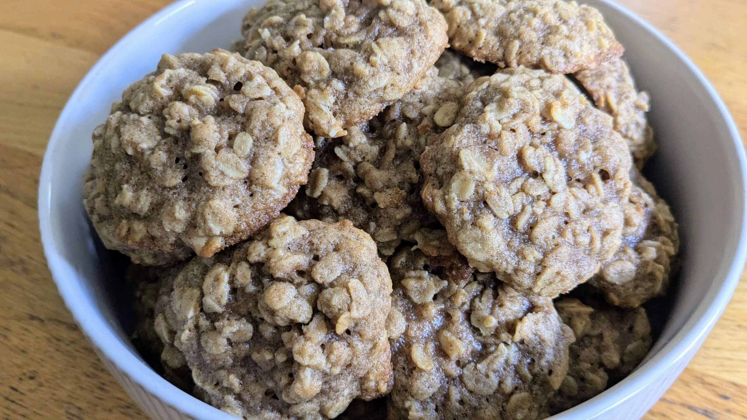 sourdough oatmeal cookies in a bowl