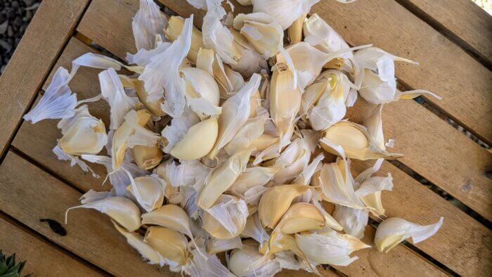 garlic cloves on a table